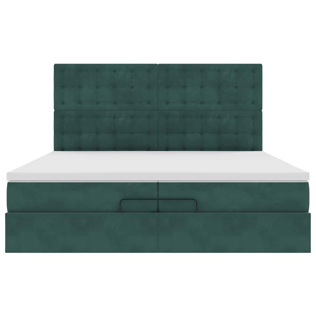 Ottoman Bed Met Matrassen 200X200Cm Fluweel 200 x 200 cm Donkergroen