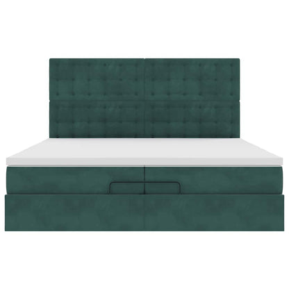 Ottoman Bed Met Matrassen 200X200Cm Fluweel 200 x 200 cm Donkergroen