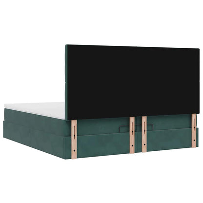Ottoman Bed Met Matrassen 200X200Cm Fluweel 200 x 200 cm Donkergroen