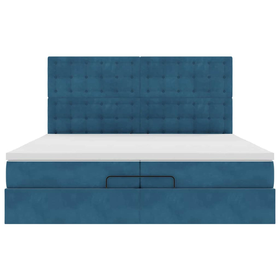 Ottoman bed met matrassen 200x200cm fluweel donkerblauw