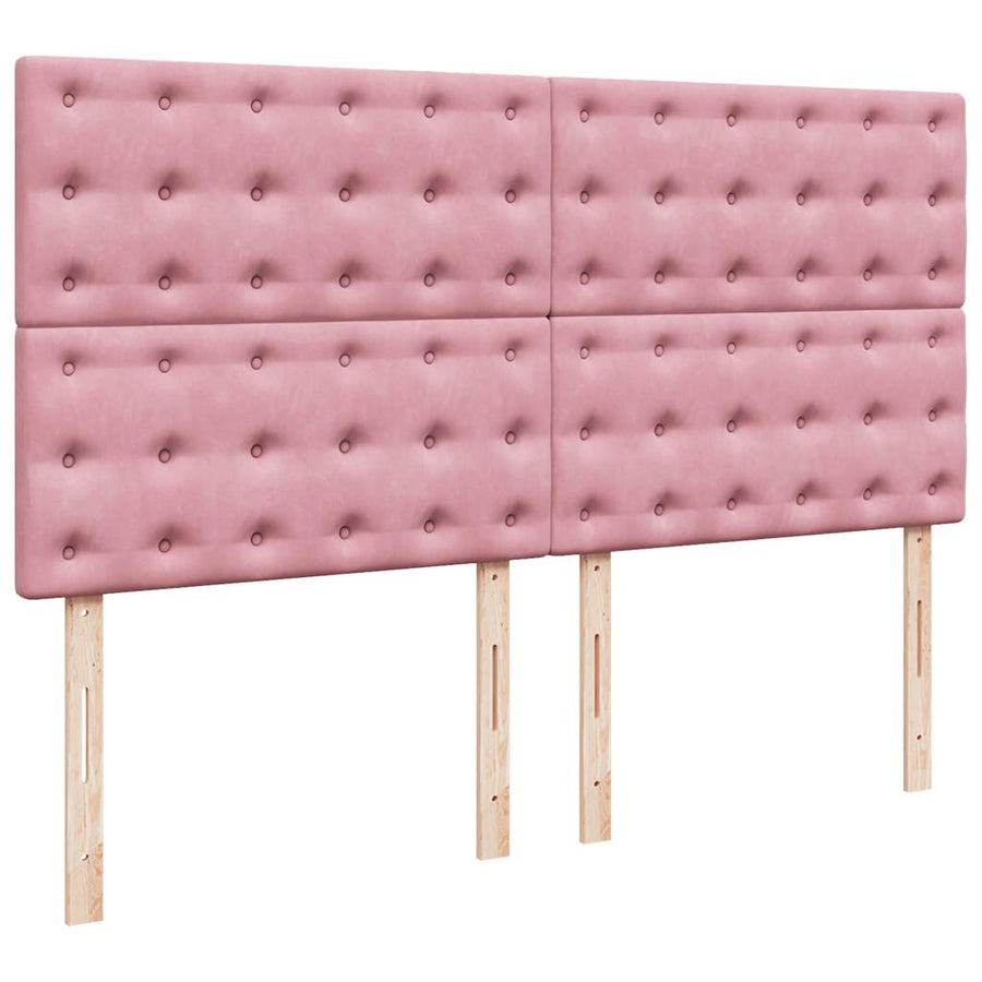 Ottoman bed met matrassen 200x200cm fluweel roze