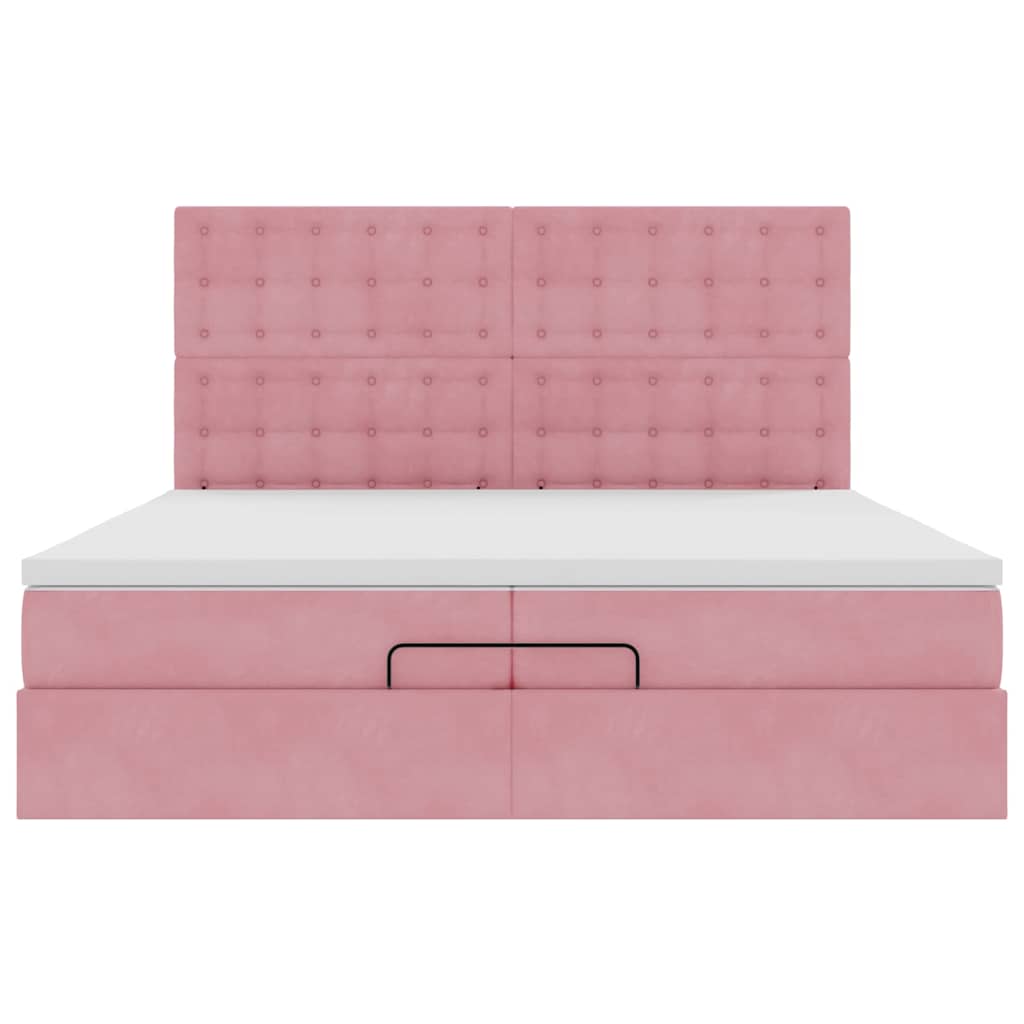 Ottoman bed met matrassen 200x200cm fluweel roze