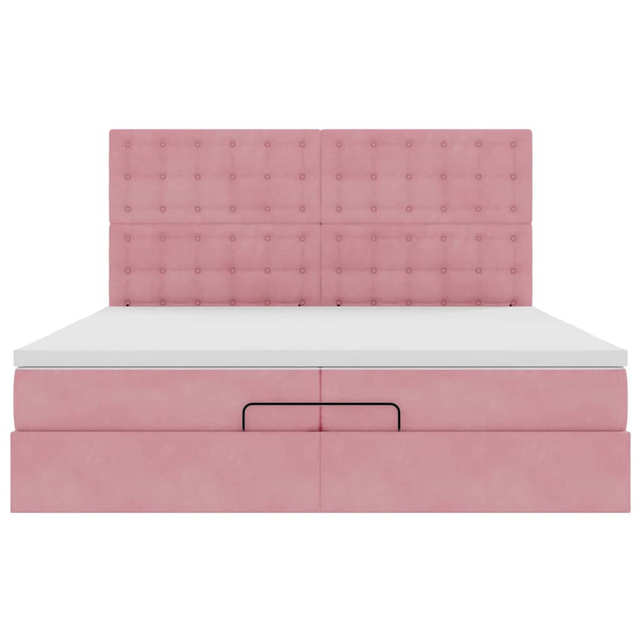 Ottoman bed met matrassen 200x200cm fluweel roze