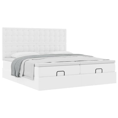 Ottoman bed met matrassen 160x200cm kunstleer zuiver wit