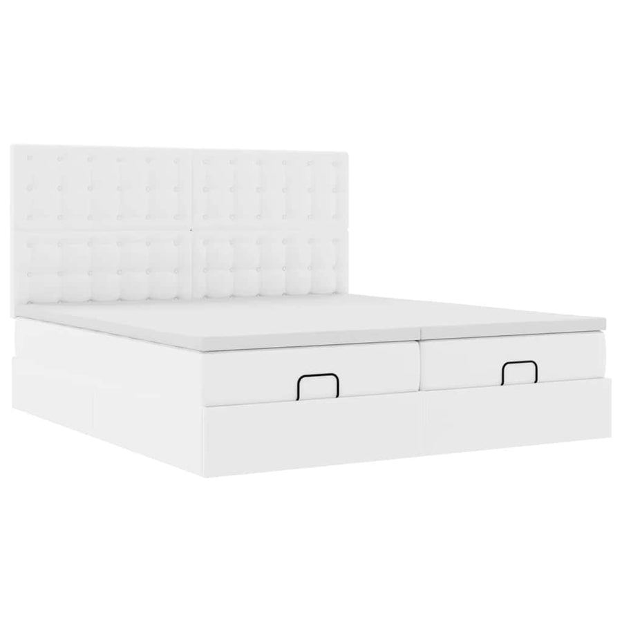 Ottoman bed met matrassen 160x200cm kunstleer zuiver wit