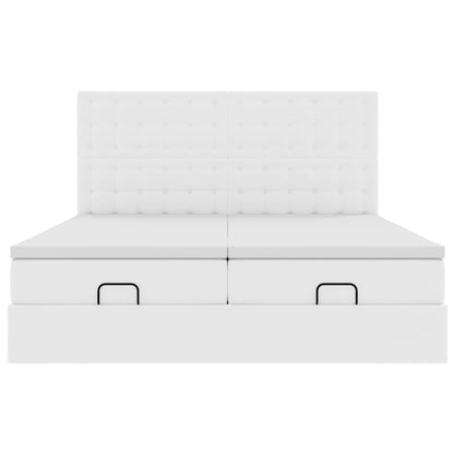 Ottoman bed met matrassen 160x200cm kunstleer zuiver wit
