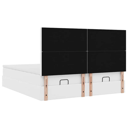 Ottoman bed met matrassen 160x200cm kunstleer zuiver wit