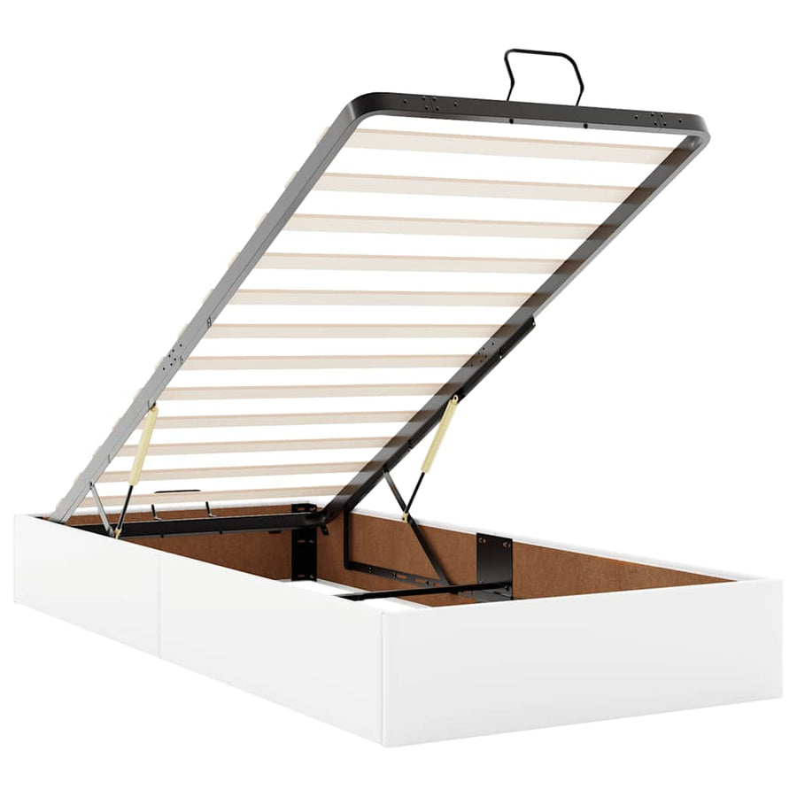 Ottoman bed met matrassen 160x200cm kunstleer zuiver wit