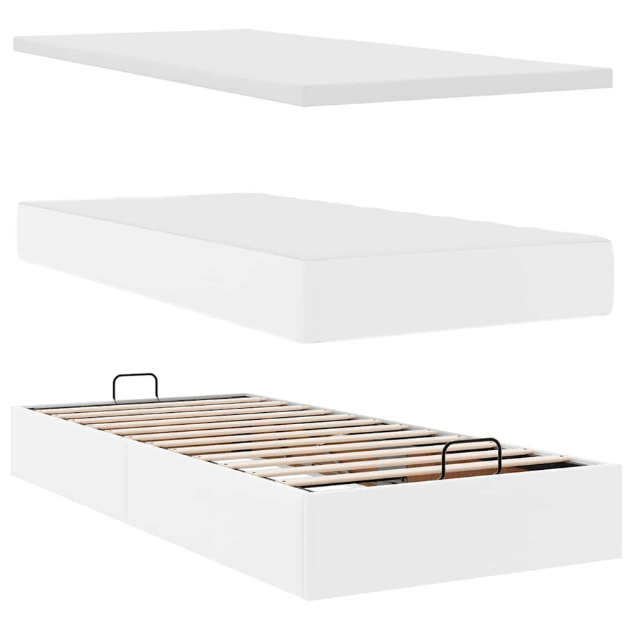 Ottoman bed met matrassen 160x200cm kunstleer zuiver wit
