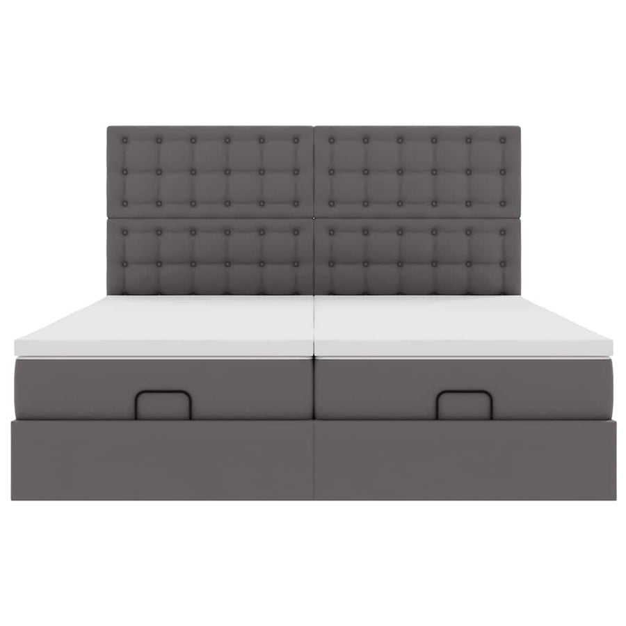 Ottoman bed met matrassen 160x200cm kunstleer grijs