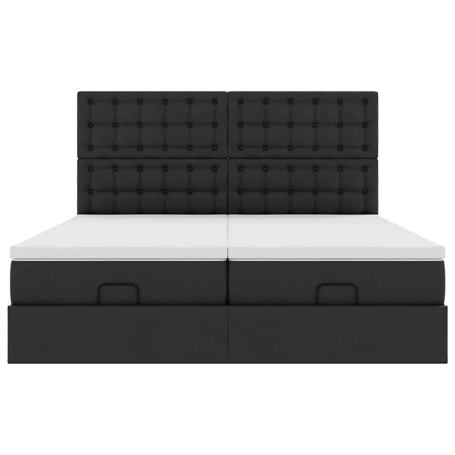 Ottoman bed met matrassen 180x200cm kunstleer zwart