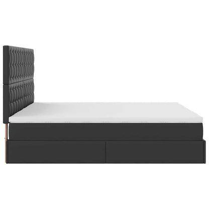 Ottoman bed met matrassen 180x200cm kunstleer zwart