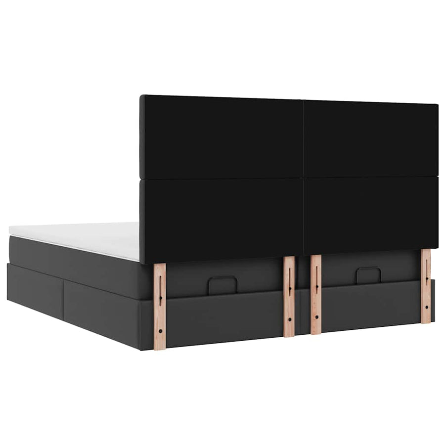 Ottoman bed met matrassen 180x200cm kunstleer zwart
