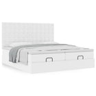 Ottoman bed with mattresses 180x200cm faux leather pure white