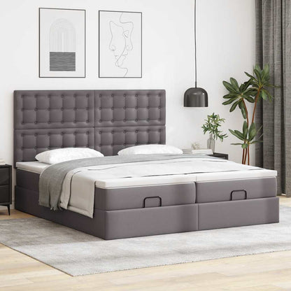 Ottoman bed met matrassen 180x200cm kunstleer grijs