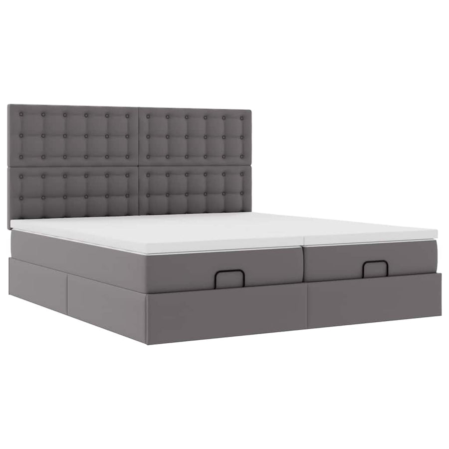 Ottoman bed met matrassen 180x200cm kunstleer grijs