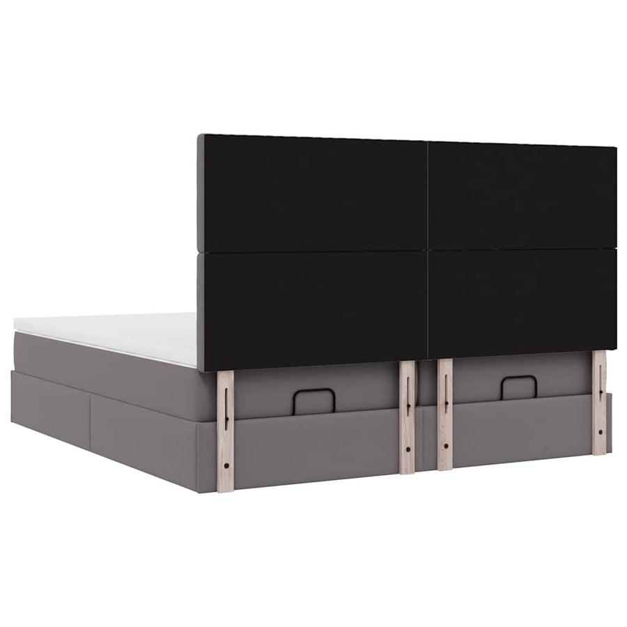 Ottoman bed met matrassen 180x200cm kunstleer grijs
