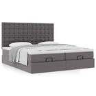 Ottoman bed with mattresses 180x200cm faux leather grey