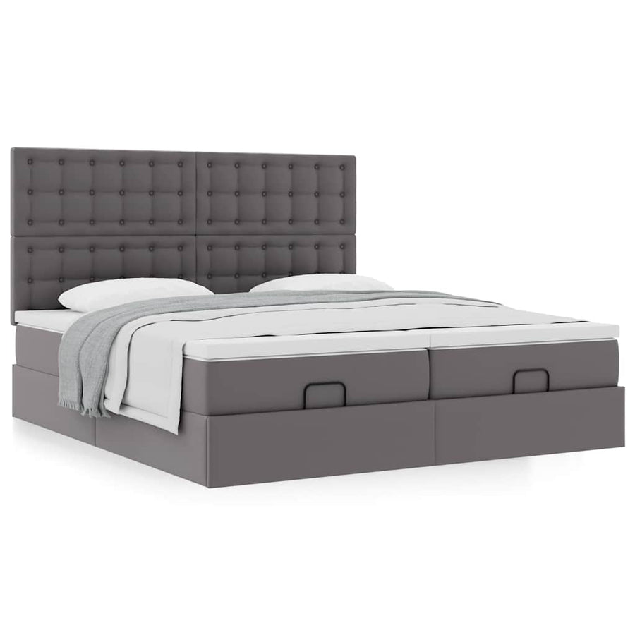 Ottoman bed met matrassen 180x200cm kunstleer grijs