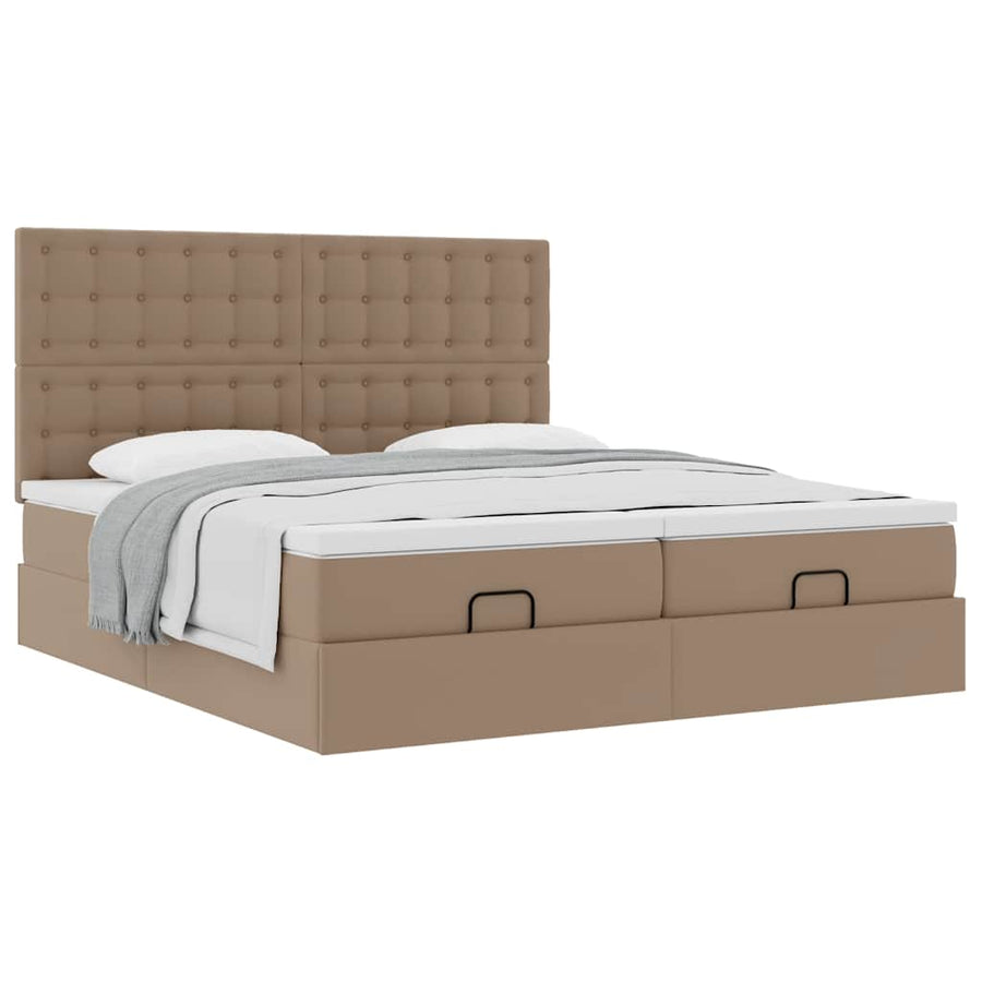 Ottoman bed met matrassen 180x200cm kunstleer cappuccinokleurig
