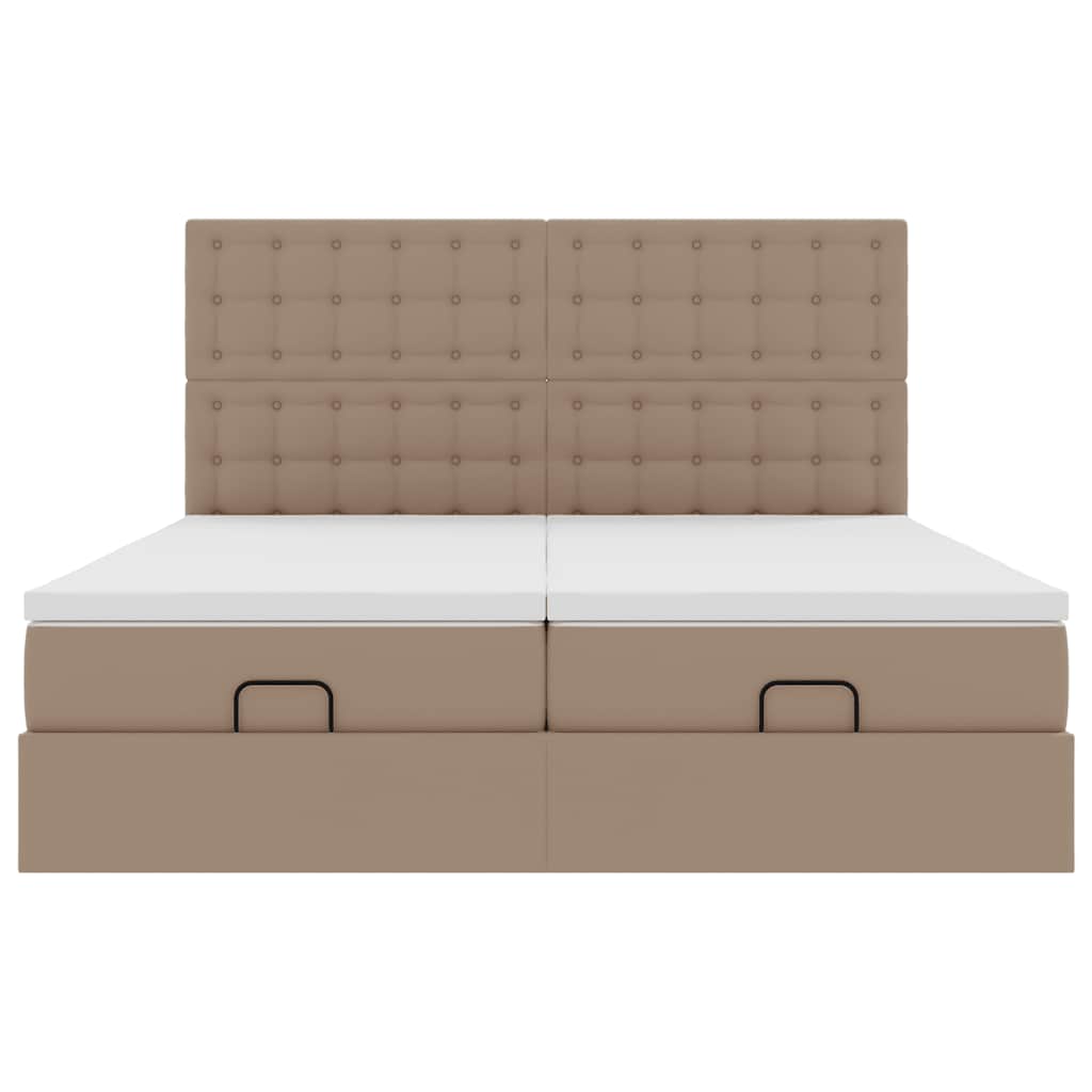 Ottoman bed met matrassen 180x200cm kunstleer cappuccinokleurig