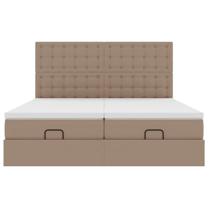 Ottoman bed met matrassen 180x200cm kunstleer cappuccinokleurig