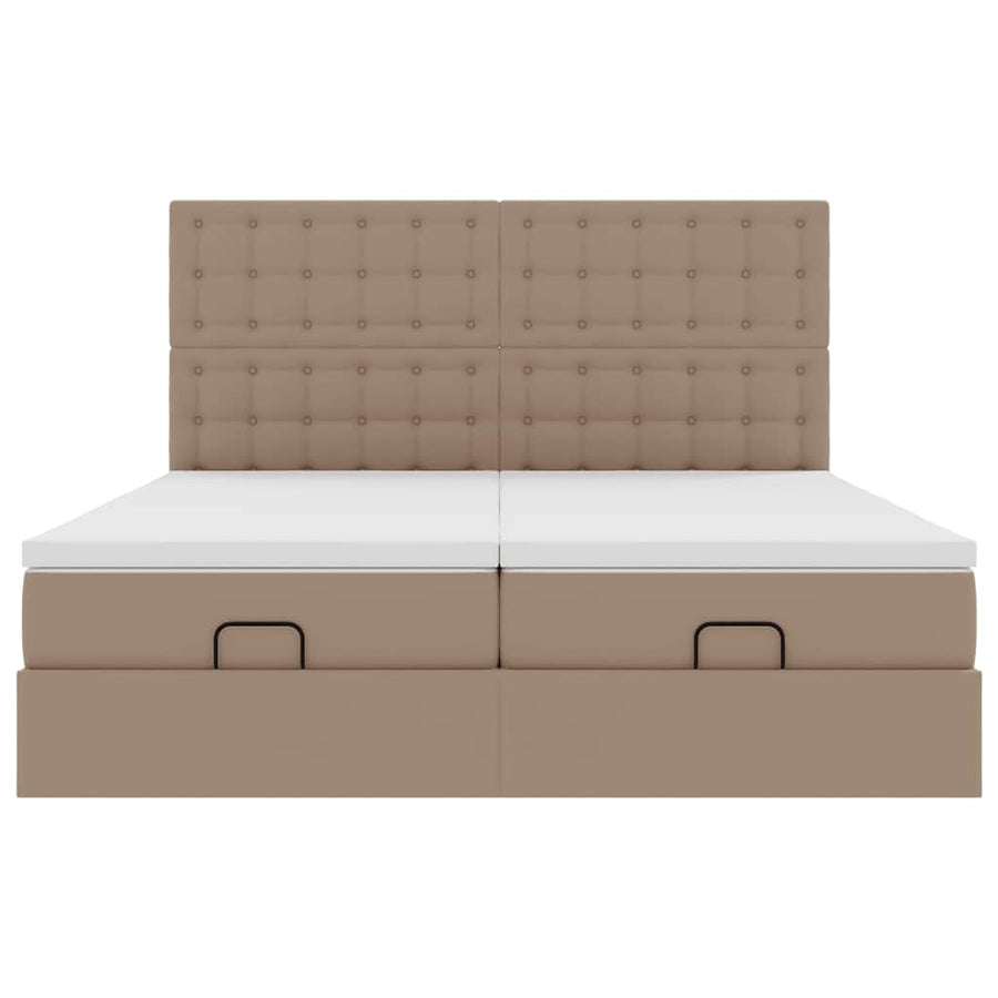 Ottoman bed met matrassen 180x200cm kunstleer cappuccinokleurig