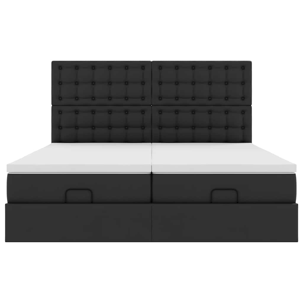 Ottoman bed met matrassen 200x200cm kunstleer zwart
