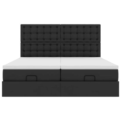 Ottoman bed met matrassen 200x200cm kunstleer zwart