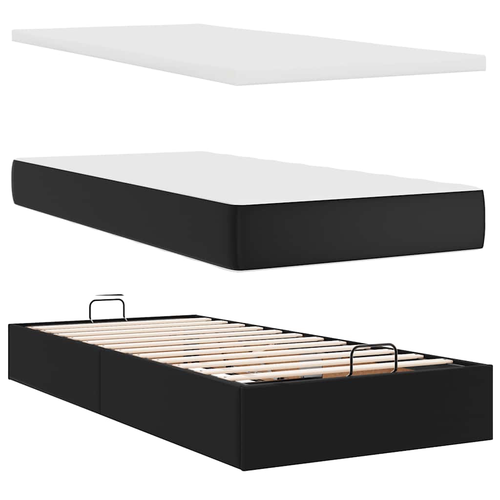 Ottoman bed met matrassen 200x200cm kunstleer zwart