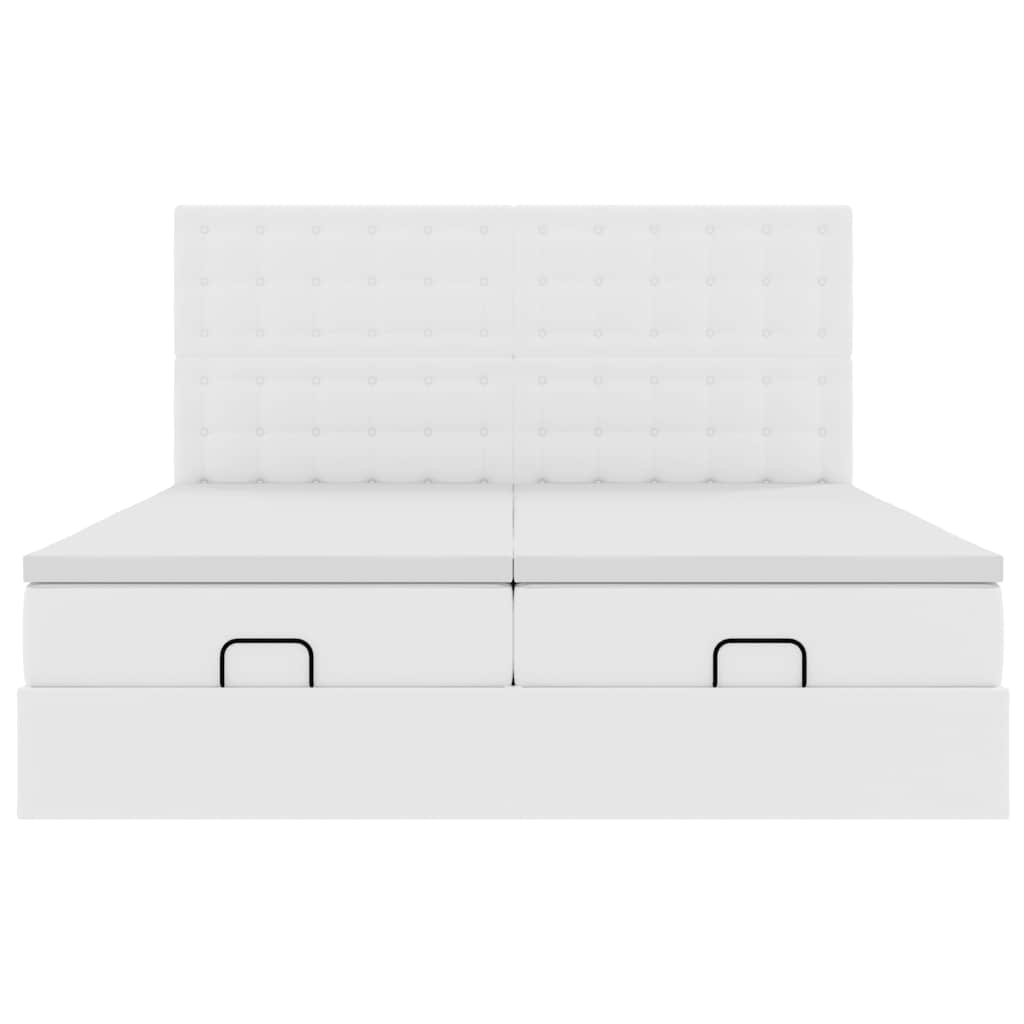 Ottoman bed met matrassen 200x200cm kunstleer zuiver wit