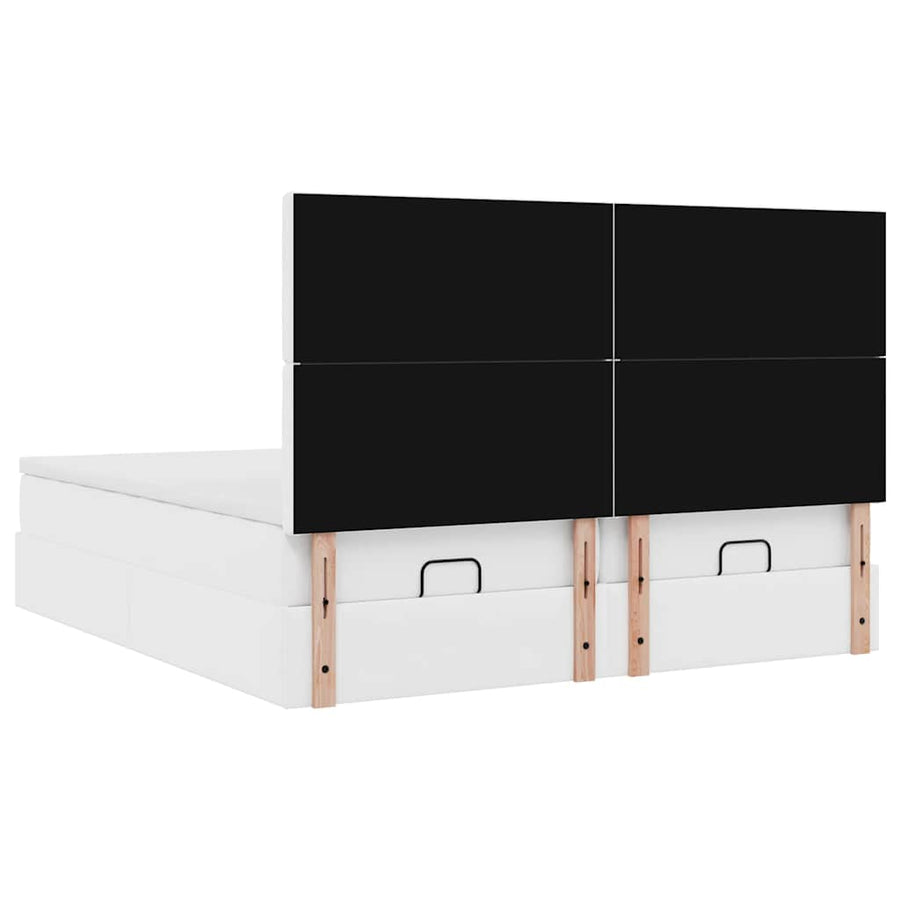 Ottoman bed met matrassen 200x200cm kunstleer zuiver wit