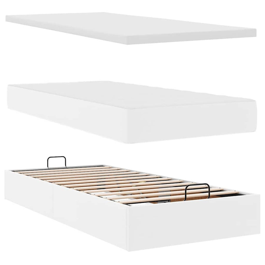 Ottoman bed met matrassen 200x200cm kunstleer zuiver wit