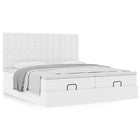 Ottoman bed with mattresses 200x200cm faux leather pure white