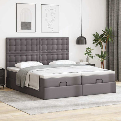 Ottoman bed met matrassen 200x200cm kunstleer grijs