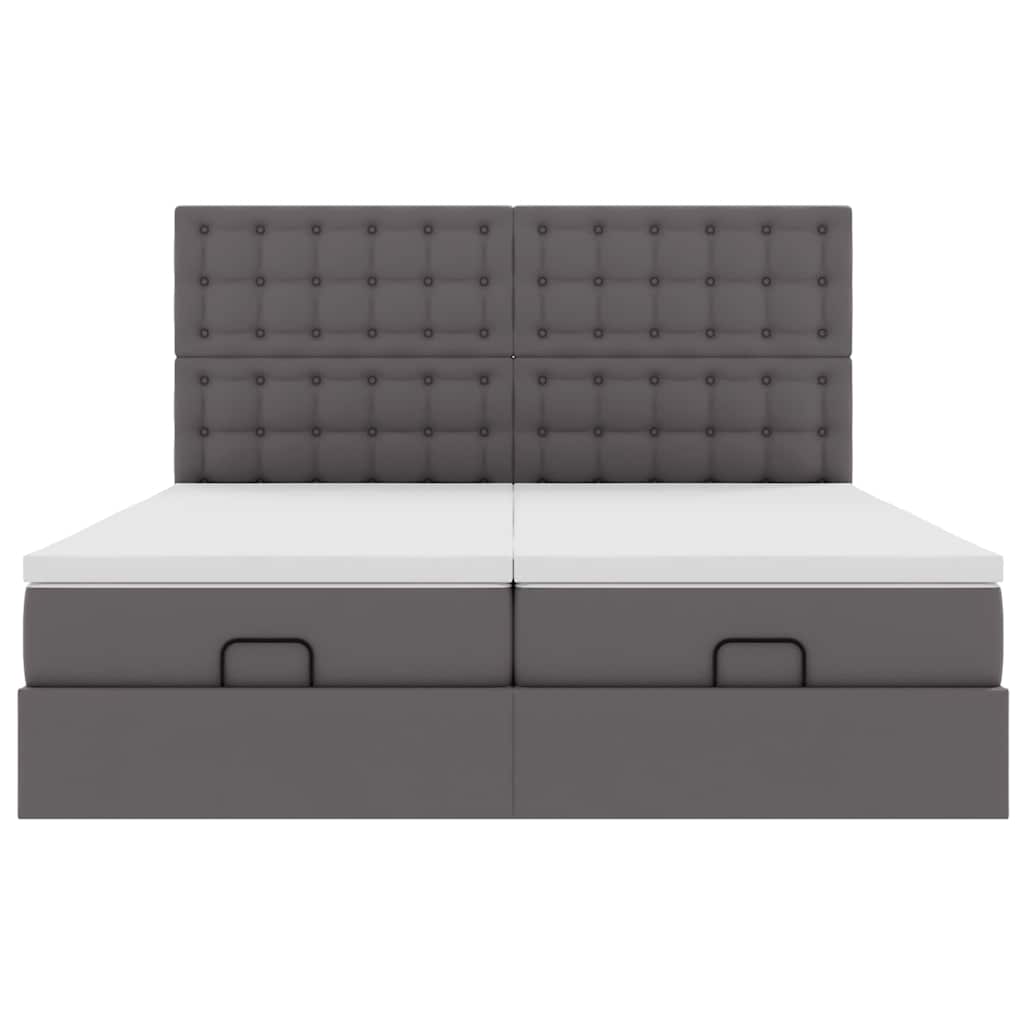 Ottoman bed met matrassen 200x200cm kunstleer grijs