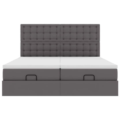 Ottoman bed met matrassen 200x200cm kunstleer grijs