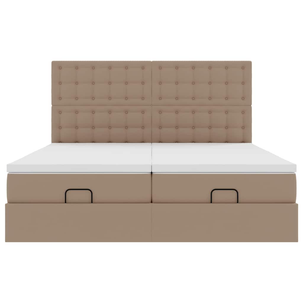 Ottoman bed met matrassen 200x200cm kunstleer cappuccinokleurig