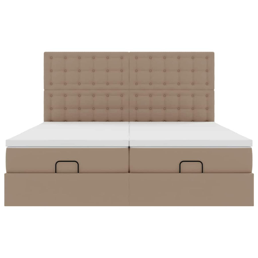 Ottoman bed met matrassen 200x200cm kunstleer cappuccinokleurig