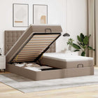 Ottoman bed with mattresses 200x200cm faux leather cappuccino coloured
