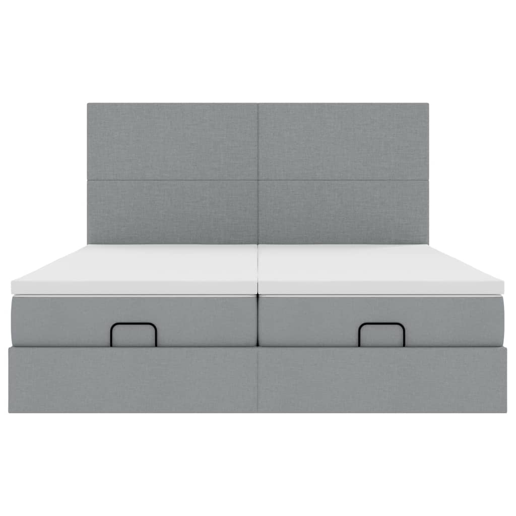 Ottoman bed met matrassen 160x200cm stof lichtgrijs