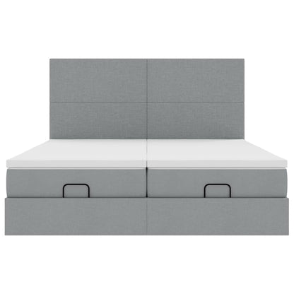 Ottoman bed met matrassen 160x200cm stof lichtgrijs