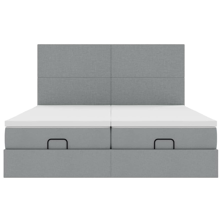 Ottoman bed met matrassen 160x200cm stof lichtgrijs