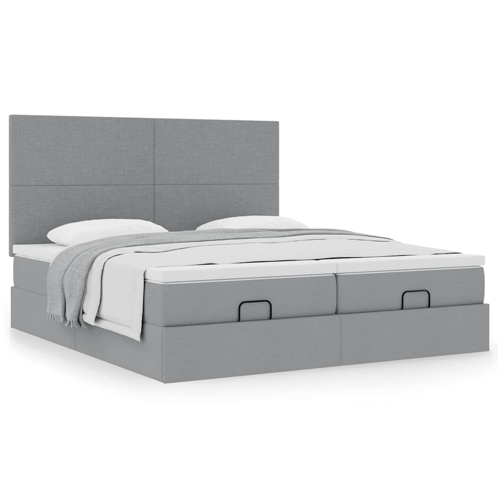Ottoman bed met matrassen 160x200cm stof lichtgrijs