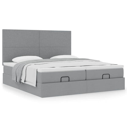 Ottoman bed met matrassen 160x200cm stof lichtgrijs