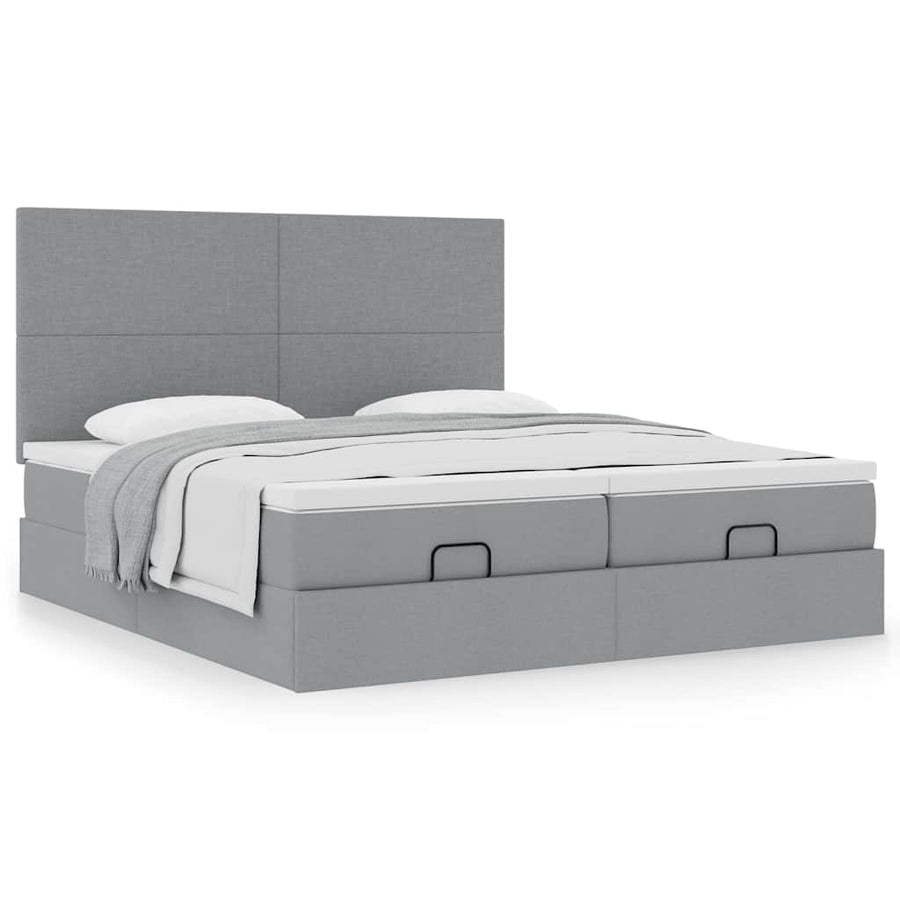 Ottoman bed met matrassen 160x200cm stof lichtgrijs