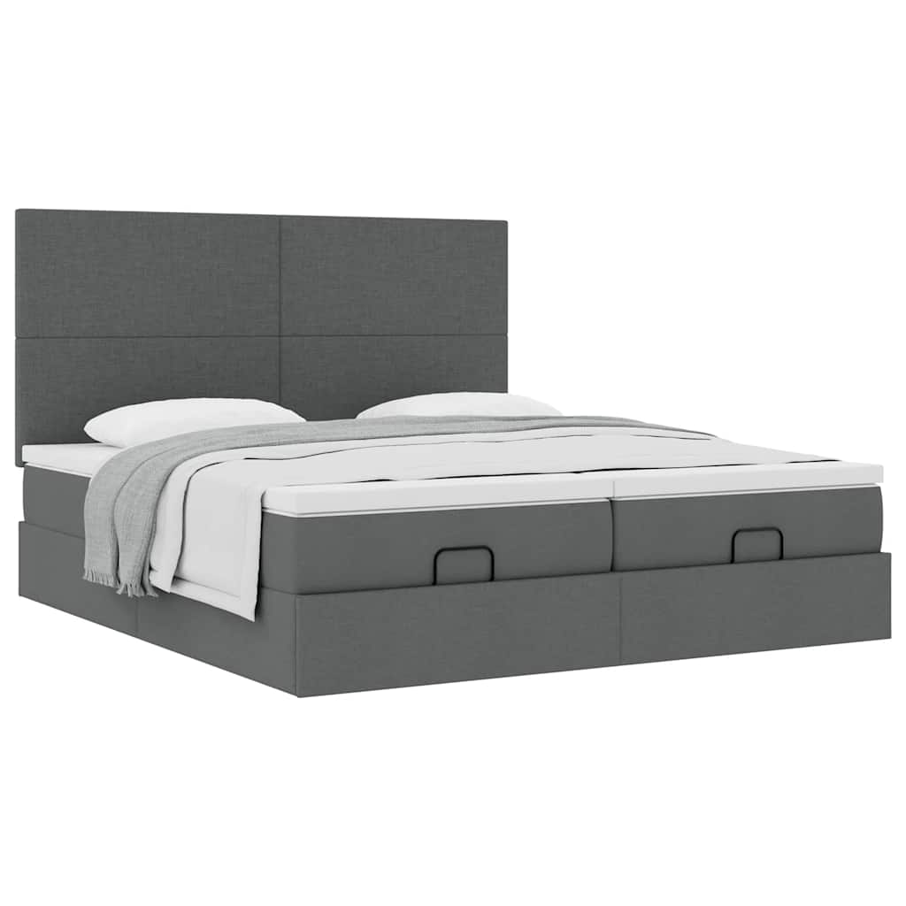 Ottoman bed met matrassen 160x200cm stof donkergrijs