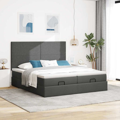 Ottoman bed met matrassen 160x200cm stof donkergrijs