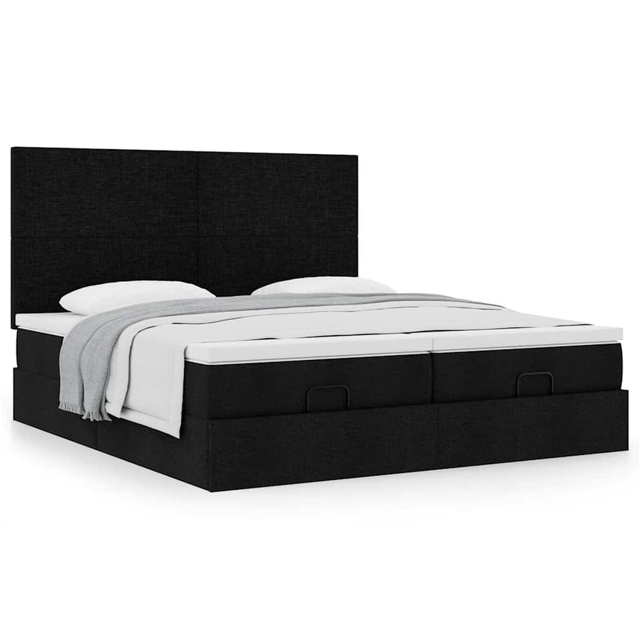 Ottoman bed met matrassen 160x200cm stof zwart