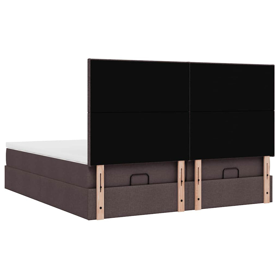 Ottoman bed met matrassen 160x200cm stof donkerbruin